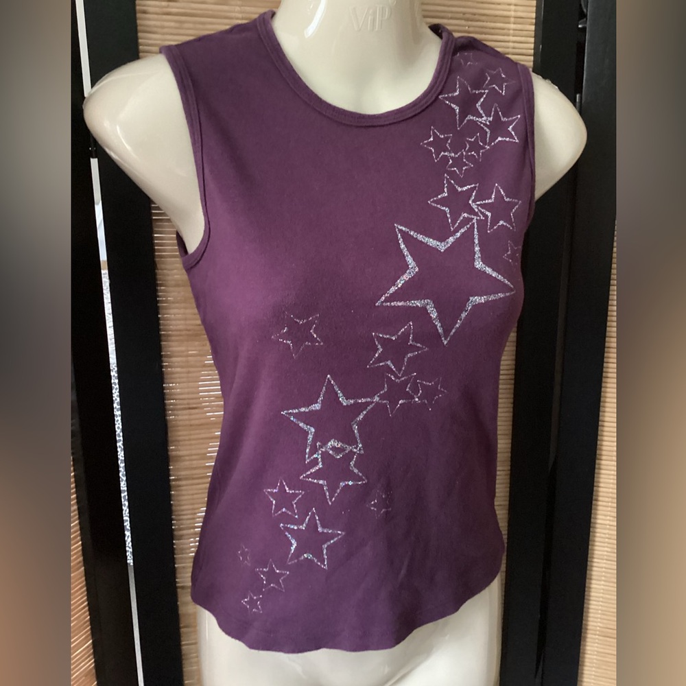 Vintage Y2K dELiA*s Star Tank Top Sz M purple cotton EUC